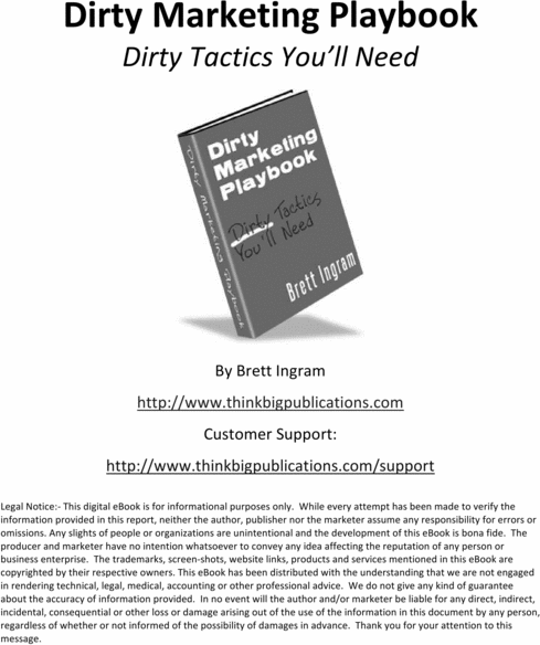 Product picture Dirty Marketing Playbook-Make Money Online